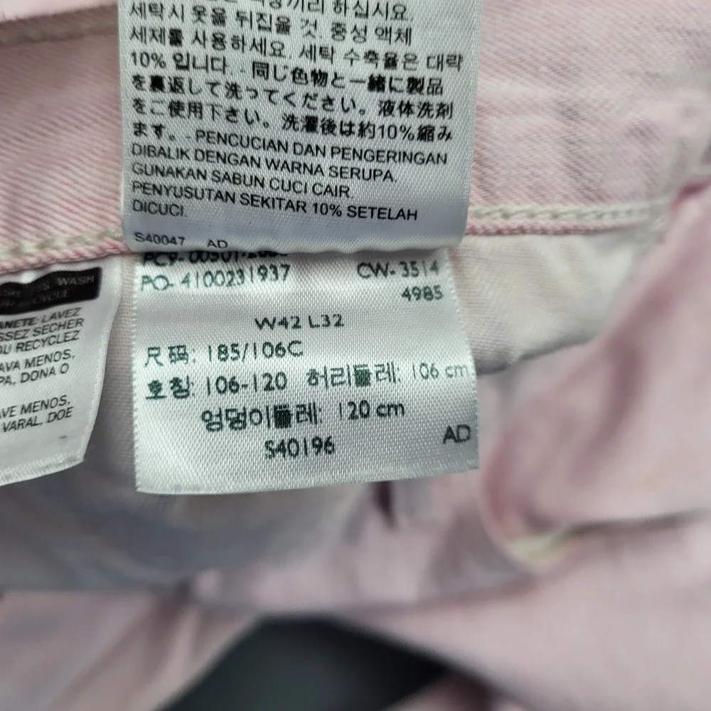 Levis 501 Original Mens Straight Leg Button Fly Pink Denim Jeans‎ 40x30